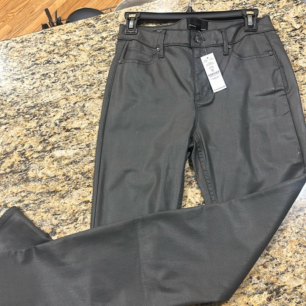 White House black market coated skinny jeans in gray